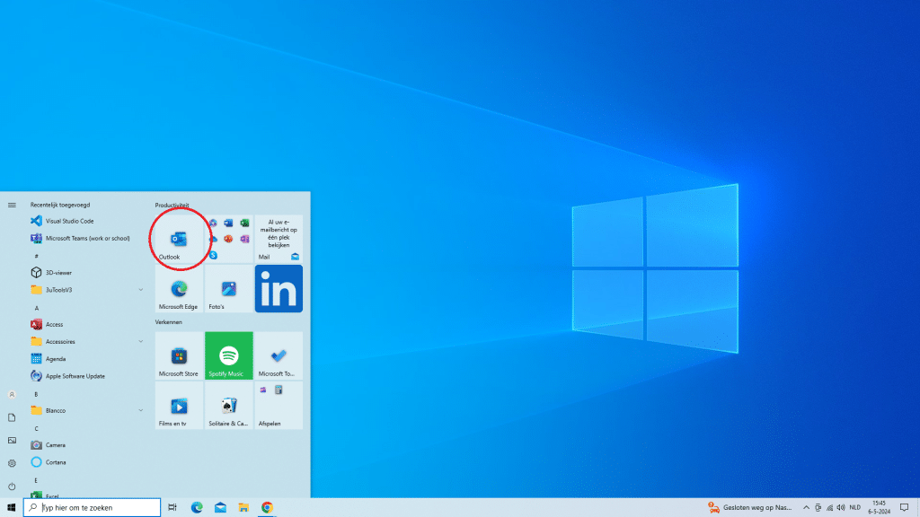 Email instellen via windows